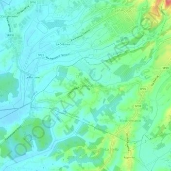 Mapa topográfico Cerbaia, altitude, relevo