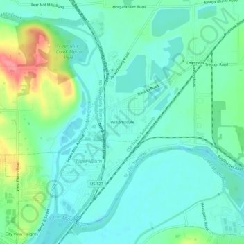 Mapa topográfico Williamsdale, altitude, relevo