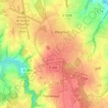 Mapa topográfico Saint-Jouan, altitude, relevo