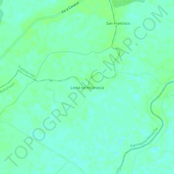 Mapa topográfico Loma de Hojarasca, altitude, relevo