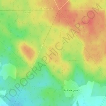 Mapa topográfico Notre-Dame-du-Chêne, altitude, relevo