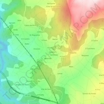 Mapa topográfico A Goleta, altitude, relevo