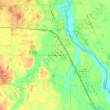 Mapa topográfico Saint Augusta, altitude, relevo