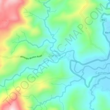 Mapa topográfico San Jose, altitude, relevo