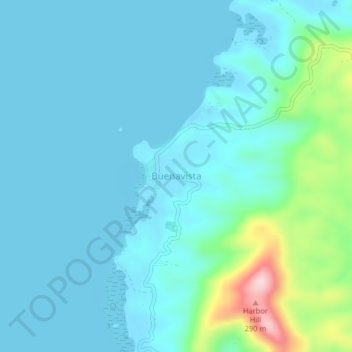 Mapa topográfico Buenavista, altitude, relevo