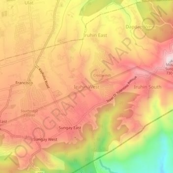 Mapa topográfico Iruhin West, altitude, relevo