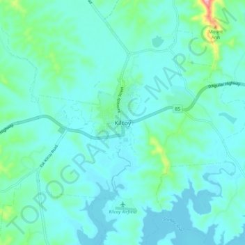 Mapa topográfico Kilcoy, altitude, relevo