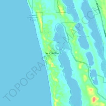 Mapa topográfico Preston Beach, altitude, relevo
