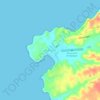 Mapa topográfico Ayangue, altitude, relevo