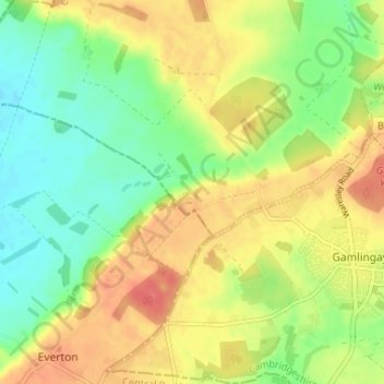 Mapa topográfico Tetworth, altitude, relevo