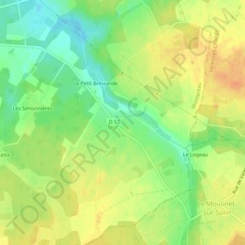 Mapa topográfico La Feranderie, altitude, relevo