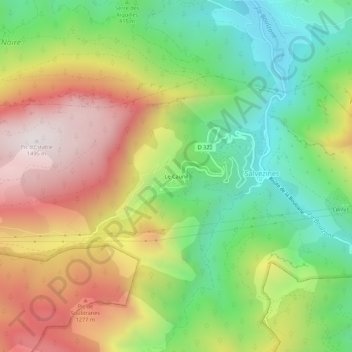 Mapa topográfico Le Caunil, altitude, relevo