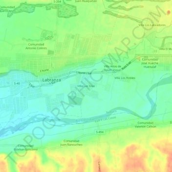 Mapa topográfico Villa Las Islas, altitude, relevo