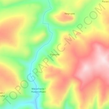 Mapa topográfico Chocollo, altitude, relevo