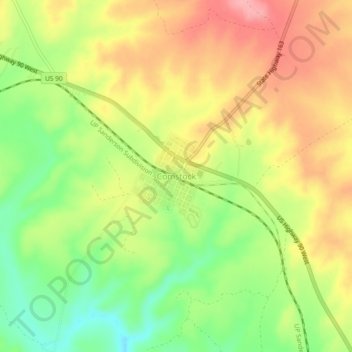 Mapa topográfico Comstock, altitude, relevo