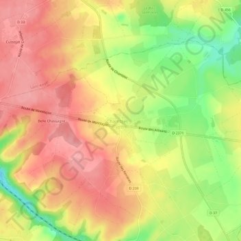 Mapa topográfico Le Bourg, altitude, relevo