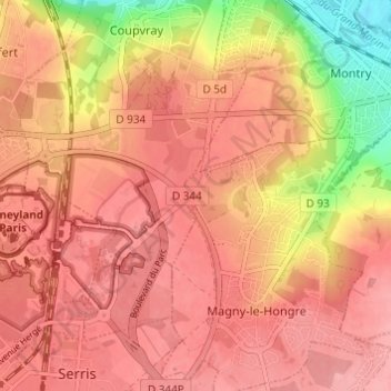 Mapa topográfico Val de France, altitude, relevo