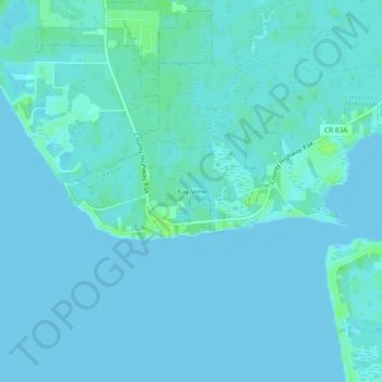 Mapa topográfico Bay View, altitude, relevo