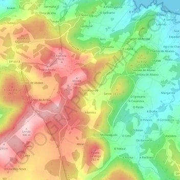 Mapa topográfico Gomesende, altitude, relevo