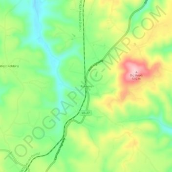 Mapa topográfico Robbins, altitude, relevo