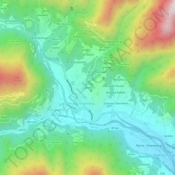 Mapa topográfico Ciarena, altitude, relevo