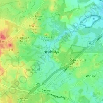 Mapa topográfico Newbridge, altitude, relevo