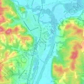 Mapa topográfico Lower Dresden, altitude, relevo