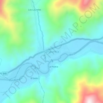 Mapa topográfico Panguintza, altitude, relevo