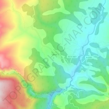 Mapa topográfico Lecina, altitude, relevo