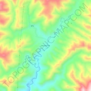 Mapa topográfico Los Sauces, altitude, relevo
