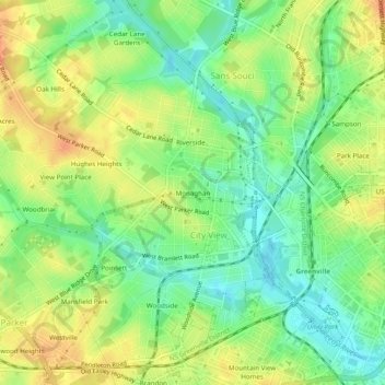 Mapa topográfico Monaghan, altitude, relevo