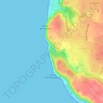 Mapa topográfico Le Rocher du Sard, altitude, relevo