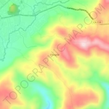 Mapa topográfico Chogola, altitude, relevo