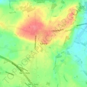 Mapa topográfico Båring, altitude, relevo