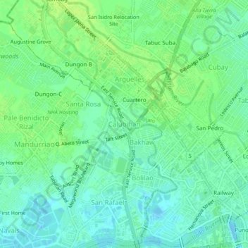 Mapa topográfico Calubihan, altitude, relevo