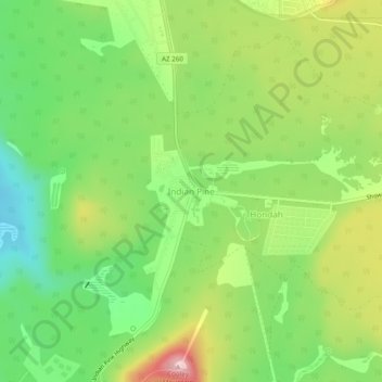 Mapa topográfico Indian Pine, altitude, relevo