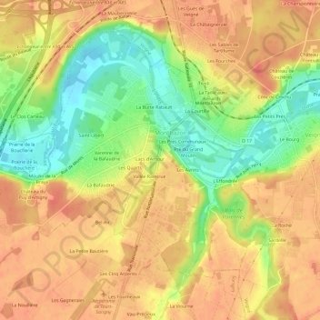 Mapa topográfico La Farte, altitude, relevo