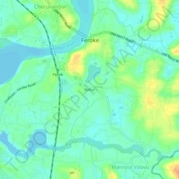 Mapa topográfico Nallur, altitude, relevo
