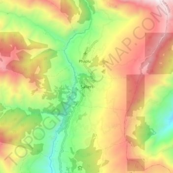 Mapa topográfico Salleri, altitude, relevo