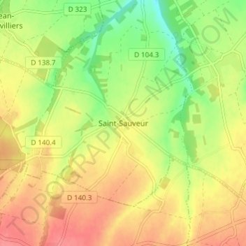 Mapa topográfico Saint-Sauveur, altitude, relevo