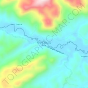 Mapa topográfico Rancho da Santa Cruz, altitude, relevo