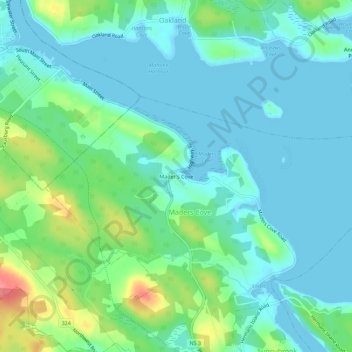 Mapa topográfico Mader's Cove, altitude, relevo