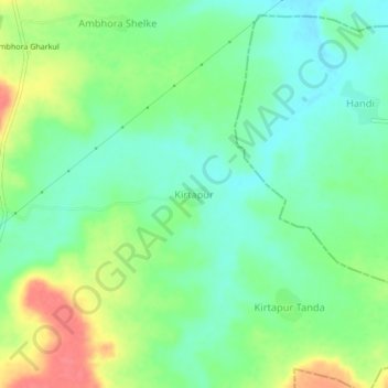 Mapa topográfico Kirtapur, altitude, relevo