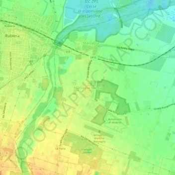Mapa topográfico Marzaglia Nuova, altitude, relevo