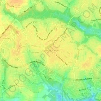 Mapa topográfico Sterling Ridge, altitude, relevo