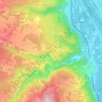 Mapa topográfico Martel, altitude, relevo