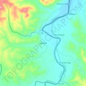 Mapa topográfico Saladillo, altitude, relevo
