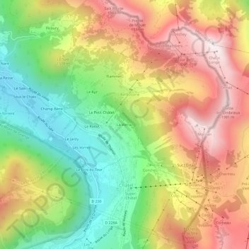 Mapa topográfico La Vorraz, altitude, relevo