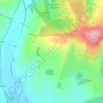 Mapa topográfico Haye's Down, altitude, relevo