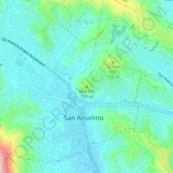 Mapa topográfico Red Hill, altitude, relevo